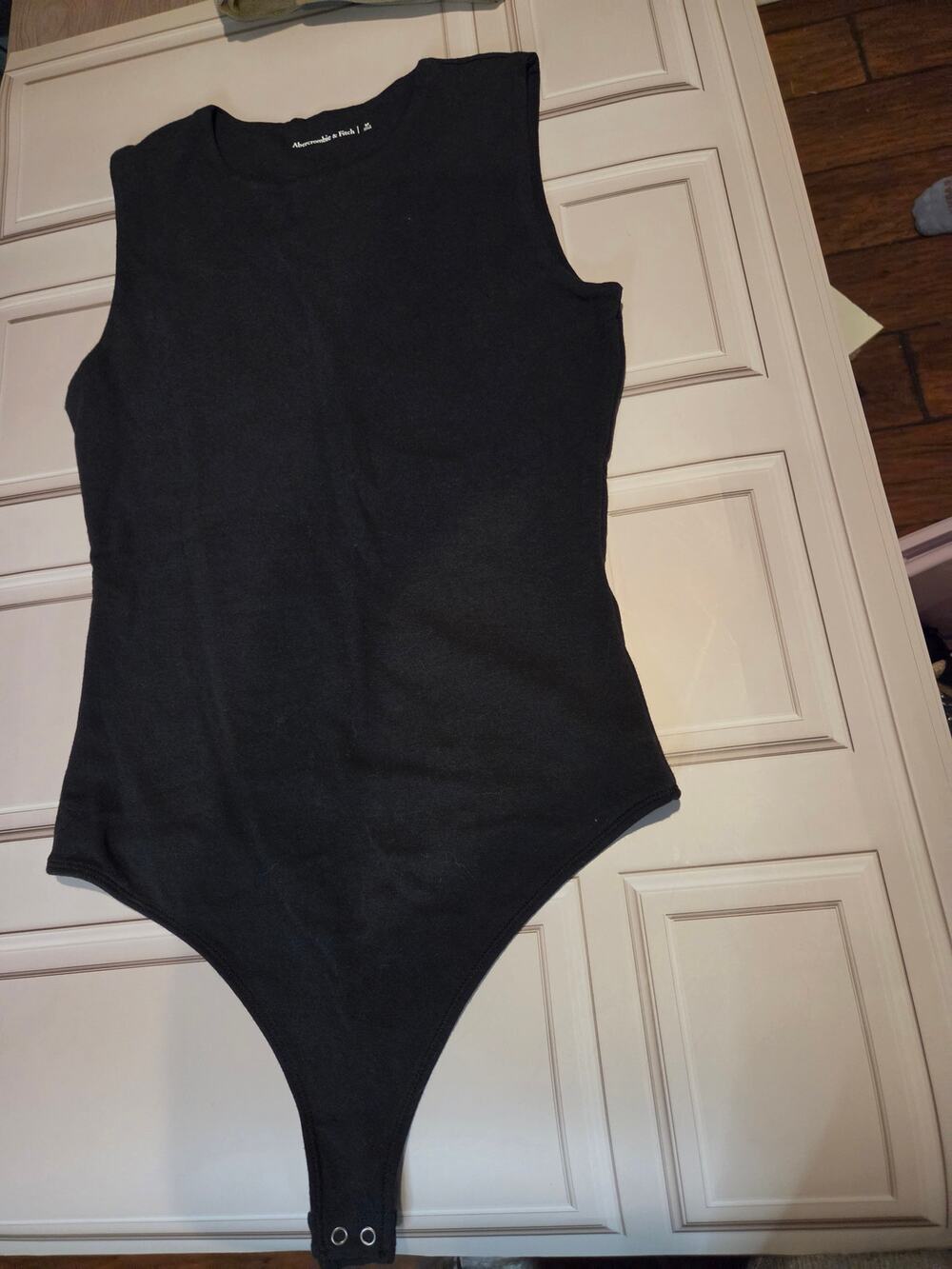 Abercrombie & Fitch Black Sleeveless Cotton Bodysuit Women's Size M Crewneck